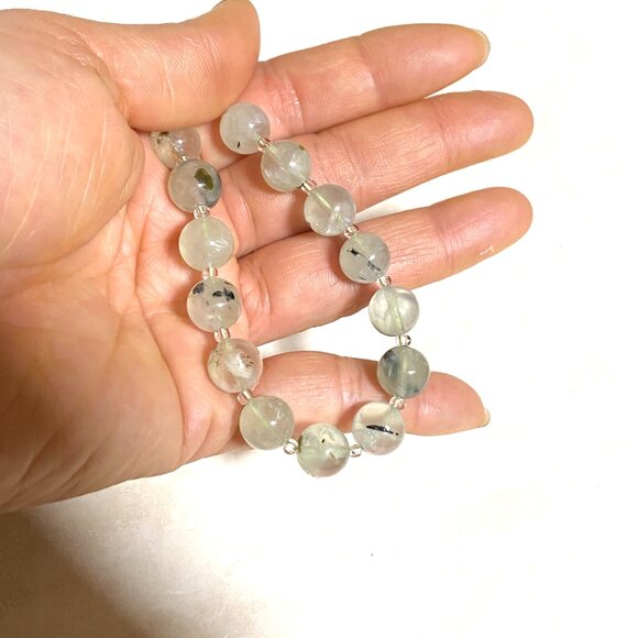 Natural Pale Green Prehnite Classic Beaded Necklace, Genuine Gemstone - Picture 13 of 13